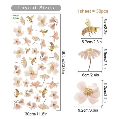 Boho kvety, listy, bylinky, pole, nástenná nálepka do detskej izby, vinylové nástenné dekorácie pre deti, detskú izbu, bytové dekorácie