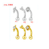 Piercing do pery z 100% chirurgickej ocele s vonkajším závitom, labret, piercing do pery, 16G, obočie, C tyčinka, telové šperky, náušnice s oreja zirkónom a chrupavkou.