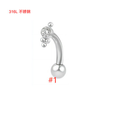 Piercing do pery z 100% chirurgickej ocele s vonkajším závitom, labret, piercing do pery, 16G, obočie, C tyčinka, telové šperky, náušnice s oreja zirkónom a chrupavkou.