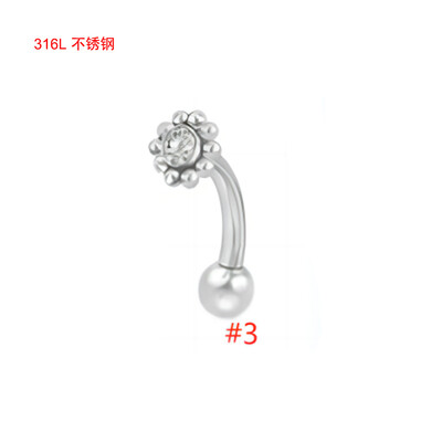 Piercing do pery z 100% chirurgickej ocele s vonkajším závitom, labret, piercing do pery, 16G, obočie, C tyčinka, telové šperky, náušnice s oreja zirkónom a chrupavkou.