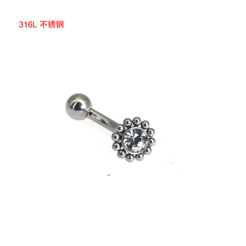 Piercing do pery z 100% chirurgickej ocele s vonkajším závitom, labret, piercing do pery, 16G, obočie, C tyčinka, telové šperky, náušnice s oreja zirkónom a chrupavkou.
