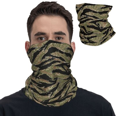 Tigriscsíkos Camo Bandana Nyakvédő Nyomtatott Sál Többcélú Fejpánt Kültéri Sport Férfi Női Felnőtt Tél