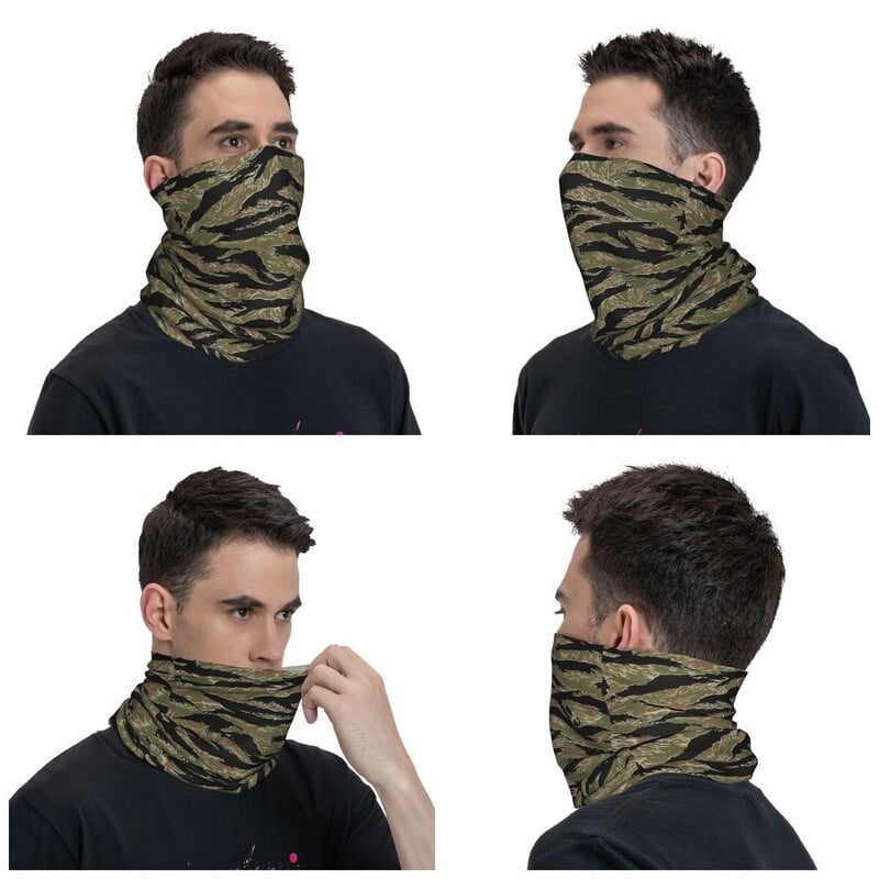 Tiger Stripe Camo Bandana krk kryt potlačená šatka na tvár viacúčelová čelenka outdoorové športy pre mužov ženy dospelých zima