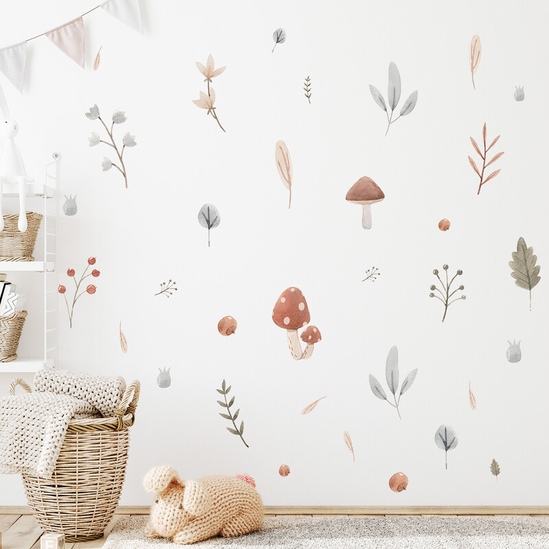 Vartoon Cute Grass Sewant Mushrooms Стикер за стена Детска стая Wall Art Decoration for Bedroom Wall Decals Всекидневна Направи си сам