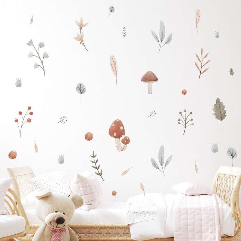 Vartoon Cute Grass Sewant Mushrooms Стикер за стена Детска стая Wall Art Decoration for Bedroom Wall Decals Всекидневна Направи си сам