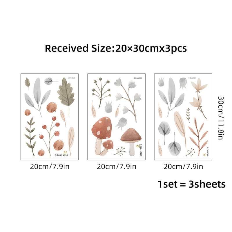 Vartoon Cute Grass Sewant Mushrooms Стикер за стена Детска стая Wall Art Decoration for Bedroom Wall Decals Всекидневна Направи си сам