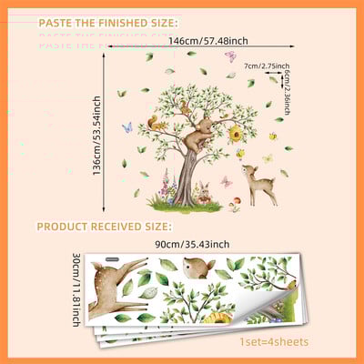 4db Rajzfilm dzsungel állatfa fali matricák gyerekszoba babaszoba óvoda fali dekoráció aranyos állat gyerek tapéta matrica