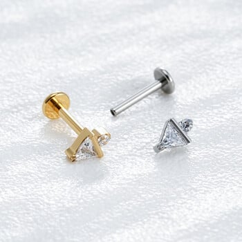 Right Grand ASTM F136 Titanium 16G Triangle CZ Monroe Labret Geometric Tragus Cartilage Helix Stud Earring Nose Stud Piercing