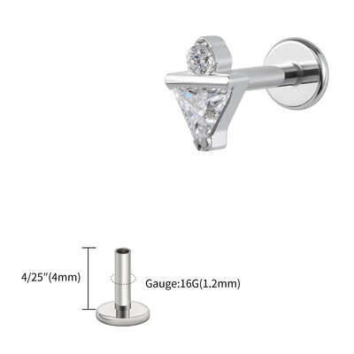 Jobb Grand ASTM F136 Titán 16G háromszög CZ Monroe Labret Geometrikus Tragus Porc Helix Stud Fülbevaló Orr Stud Piercing