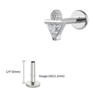 Jobb Grand ASTM F136 Titán 16G háromszög CZ Monroe Labret Geometrikus Tragus Porc Helix Stud Fülbevaló Orr Stud Piercing