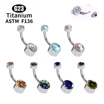G23 TItanium 5A kerek cirkon CZ hasgomb gyűrű testékszer belső menetes előlap készlet