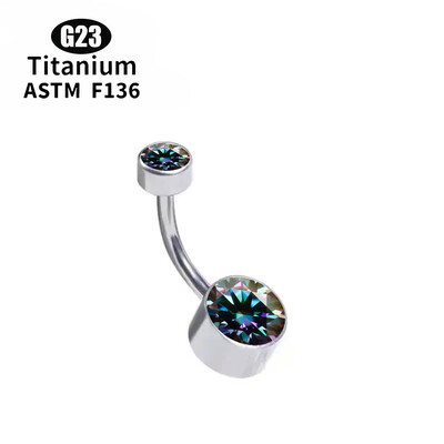 G23 TItanium 5A kerek cirkon CZ hasgomb gyűrű testékszer belső menetes előlap készlet