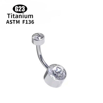 G23 TItanium 5A kerek cirkon CZ hasgomb gyűrű testékszer belső menetes előlap készlet