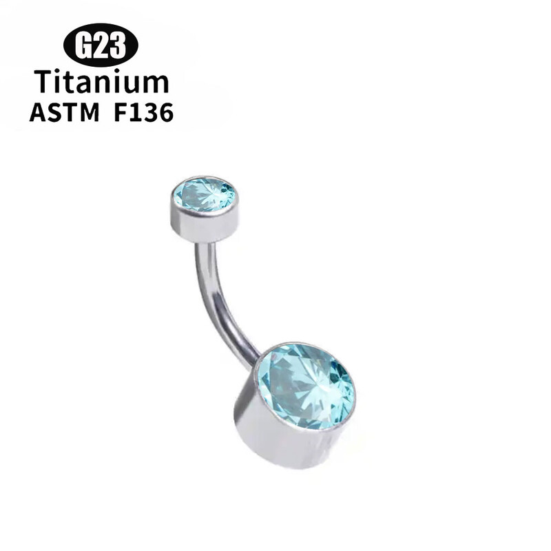 G23 TItanium 5A kerek cirkon CZ hasgomb gyűrű testékszer belső menetes előlap készlet