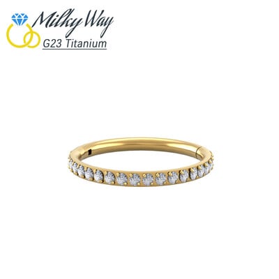 Piercing do nosa s kĺbovým segmentom z titánu G23, okrúhly zirkónový prsteň s klikrým uchom, chrupavky, tragusu, špirály, pier a nosa.