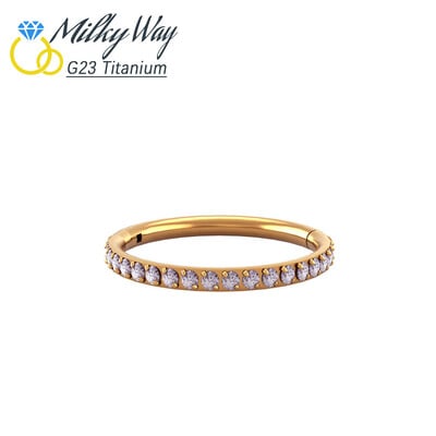 Piercing do nosa s kĺbovým segmentom z titánu G23, okrúhly zirkónový prsteň s klikrým uchom, chrupavky, tragusu, špirály, pier a nosa.