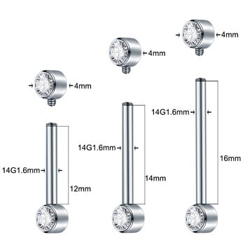 Δαχτυλίδια με μπάρα με θηλή από τιτάνιο 14G Opal CZ Σετ με εσωτερική κλωστή Ασπίδα θηλής Mamilo Piercings Σέξι γυναικεία κοσμήματα