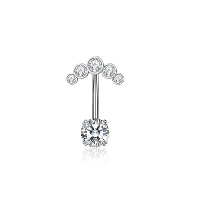 Piercing do pupka z chirurgického titánu s 2 stranami a zirkónom G23Titan, 6-16 mm, 14G, so zaoblenou činkou, dámske doplnky.