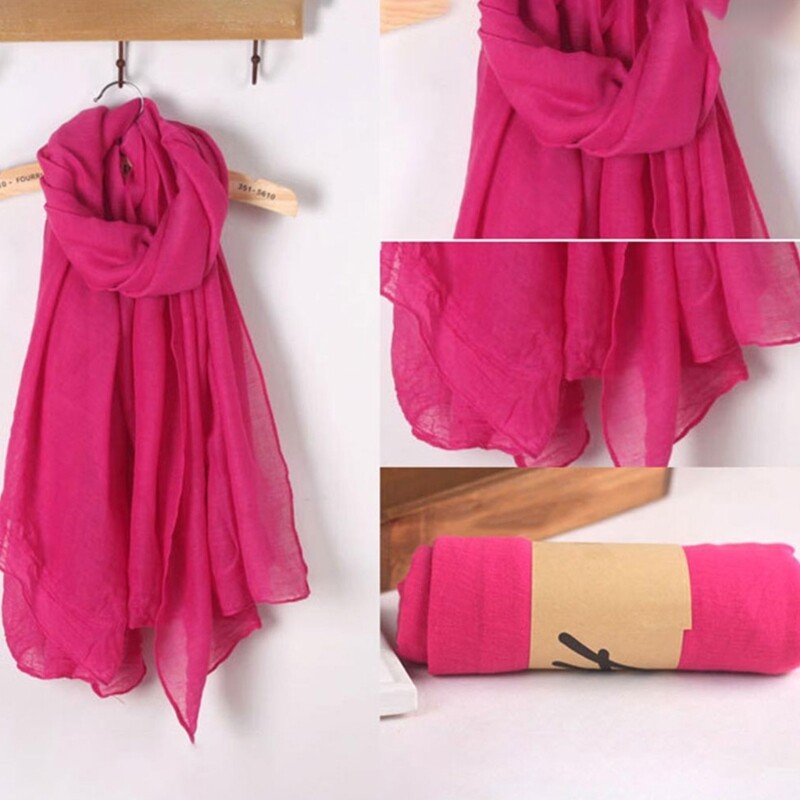 2020 m. mada Nauja 16 spalvų Moteriškos ilgas skarelės Apvyniojamos šalikai Senovinės medvilninės lininės didelės skaros Hidžabas Elegantiškas vientisas juodas raudonas Whi