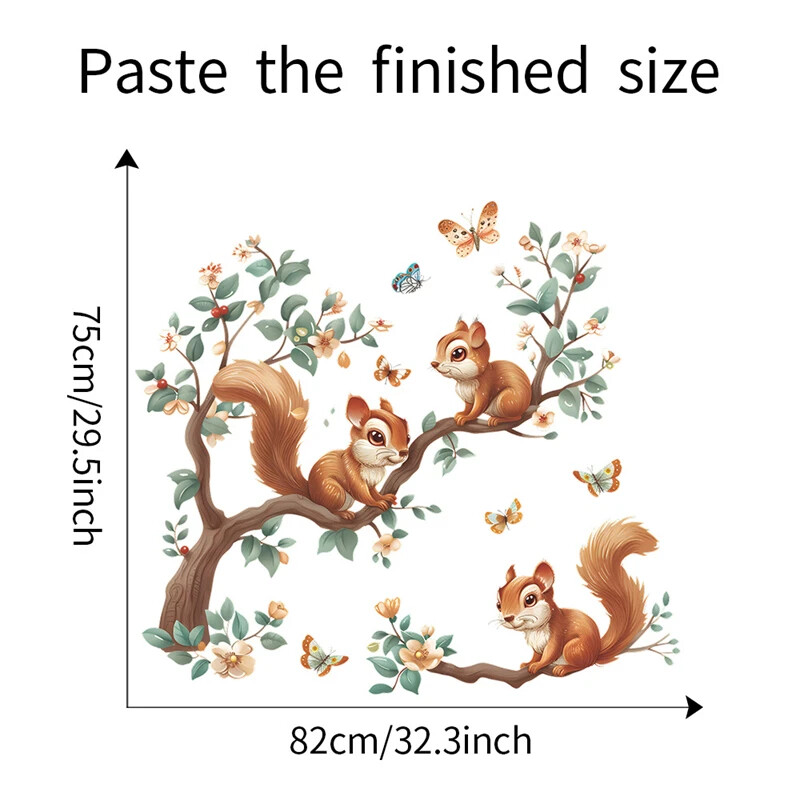 Karikatūra Zaru vāvere Sienas Uzlīmes Bērniem Bērnu istabas dekorēšana Sienas Uzlīmes Bērnu Tapetes Mājas Iekārtojums Jauki dzīvnieki Murals