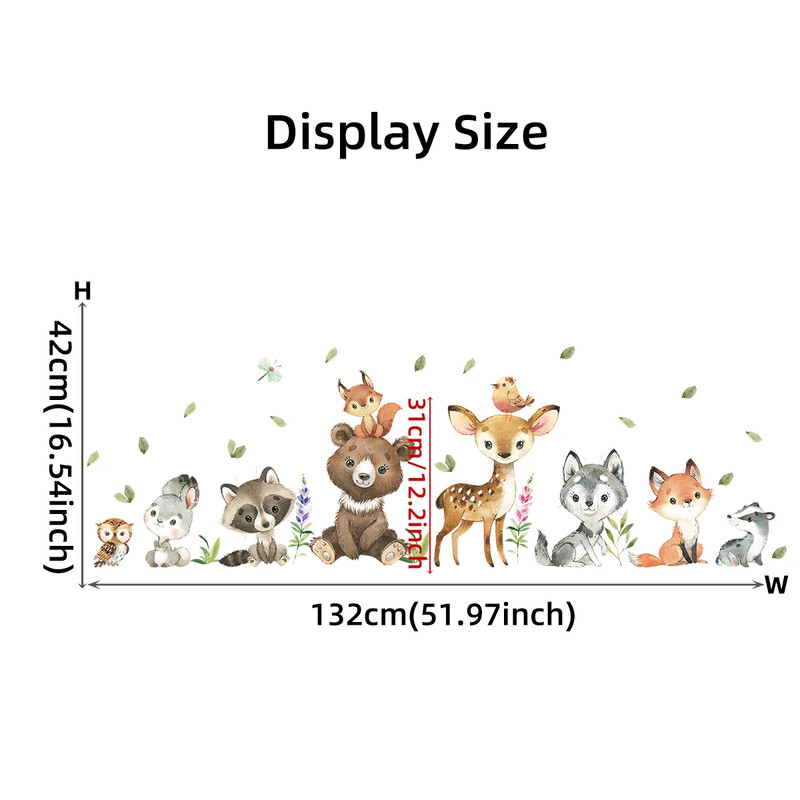2 bucăți de desene animate drăguț urs maro cerb iepure autocolante de perete cu animale pentru dormitor sufragerie decor pepinieră autocolante