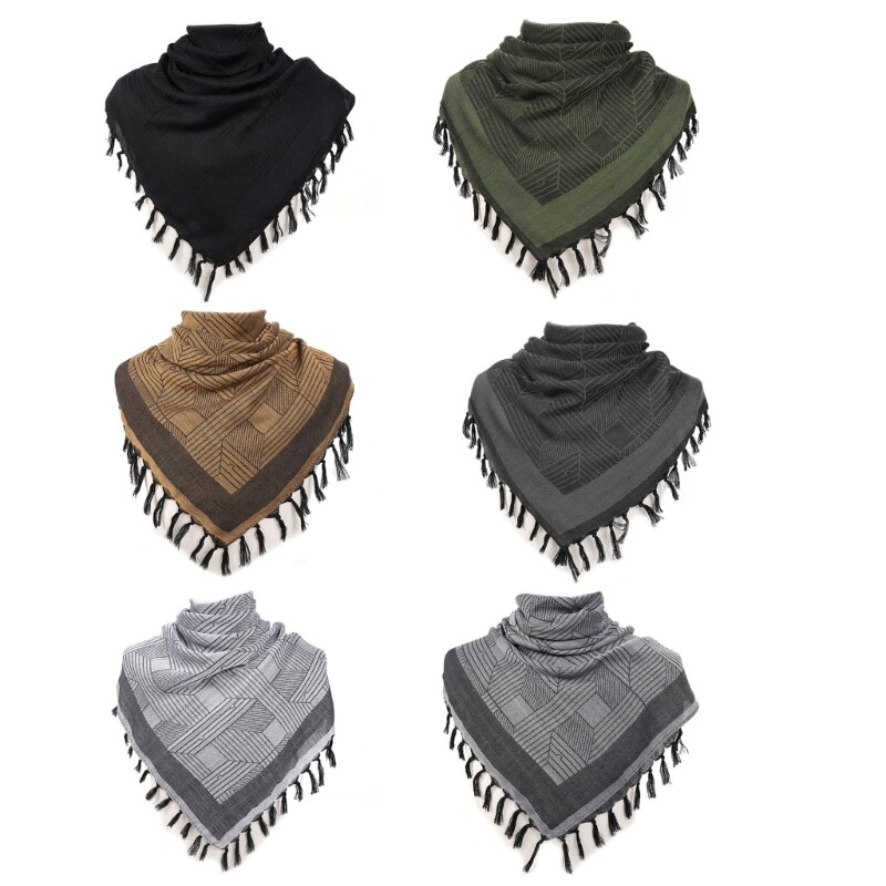 Bavlnená zmes ľahká púštna vetruodolná hidžábová šatka s pruhovaným vzorom, arabská keffiyeh, zahustená šatka pre mužov