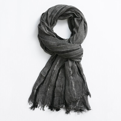 Eșarfă din bumbac și in pentru bărbați, eșarfe cu dungi de marca masculină, toamnă iarnă, batic pentru gât pentru bărbați, șaluri scurte cu ciucuri