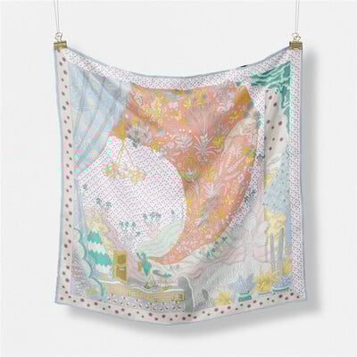 53 cm-es márka Dot Animals szögletes sál, női 2024 új dizájn, női selyemsál bandana luxus fejpánt Hidzsáb Foulard nyakkendő