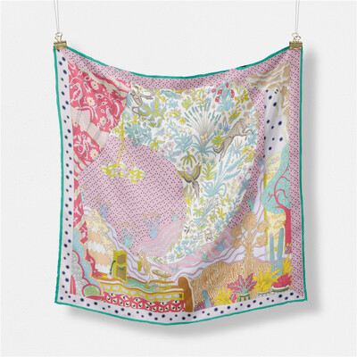 53 cm-es márka Dot Animals szögletes sál, női 2024 új dizájn, női selyemsál bandana luxus fejpánt Hidzsáb Foulard nyakkendő