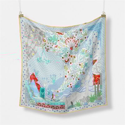 53 cm-es márka Dot Animals szögletes sál, női 2024 új dizájn, női selyemsál bandana luxus fejpánt Hidzsáb Foulard nyakkendő