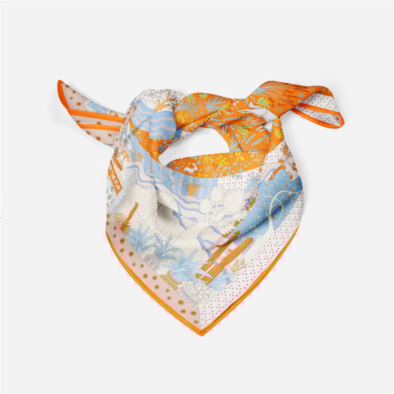 53 cm-es márka Dot Animals szögletes sál, női 2024 új dizájn, női selyemsál bandana luxus fejpánt Hidzsáb Foulard nyakkendő