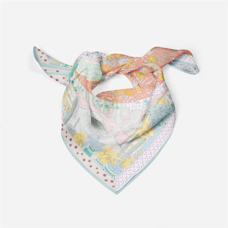 53 cm-es márka Dot Animals szögletes sál, női 2024 új dizájn, női selyemsál bandana luxus fejpánt Hidzsáb Foulard nyakkendő