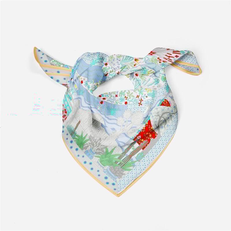 53 cm-es márka Dot Animals szögletes sál, női 2024 új dizájn, női selyemsál bandana luxus fejpánt Hidzsáb Foulard nyakkendő