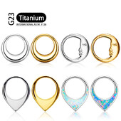 ASTM F136 G23 titán orrgyűrűs tükör 16G Hold vízcsepp septum piercing klikker szegmens gyűrű Daith kagyló karika fülbevaló