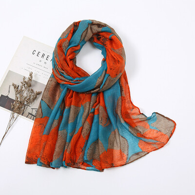 2023 őszi új divat Retro BIG virágos viszkóz sál Lady Print Voile kendők és pakolások Pashmina Foulards muszlim hidzsáb 180*80cm
