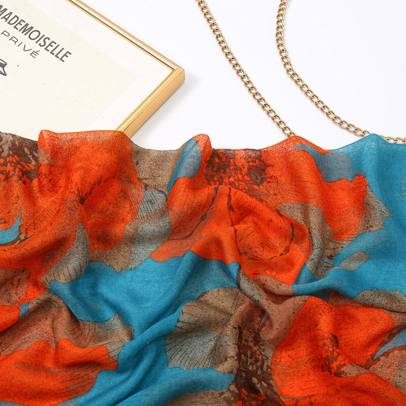 2023 őszi új divat Retro BIG virágos viszkóz sál Lady Print Voile kendők és pakolások Pashmina Foulards muszlim hidzsáb 180*80cm