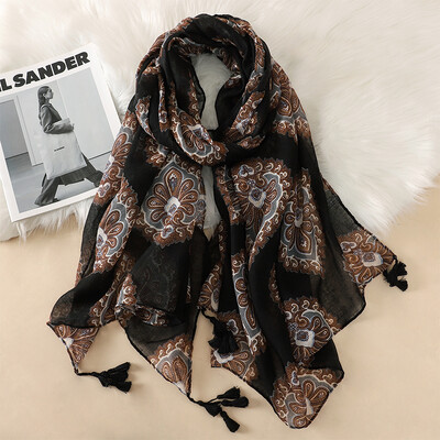 2023 Fashion Paisley Abstract Floral Ciuc Viscoza Şal Eşarfă Damă Înaltă Calitate Wrap Subţire Pashmina Furat Hijab Musulman 180*90Cm