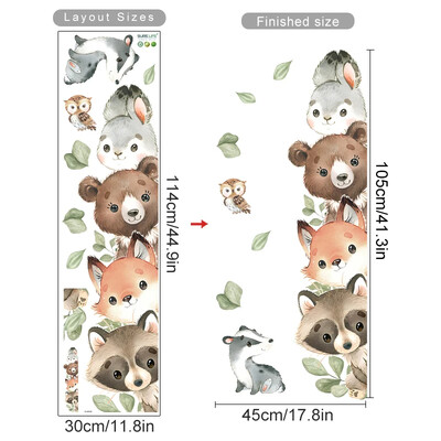 Autocolante pentru usi Animale de padure Urs Vulpe Autocolante de perete pentru camera de copii Cresa de bebelusi Decorare camera de copii Decori de perete