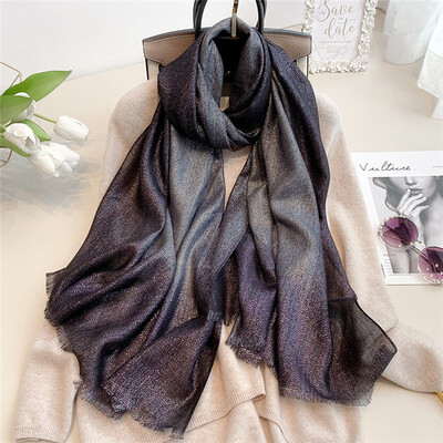 New Fashion Plain Umbre Lurex Glitter Viscoza Eșarfă Şal Damă De înaltă Calitate Gradient Pashmina Fringe Stole Bufandas Musulman Hijab