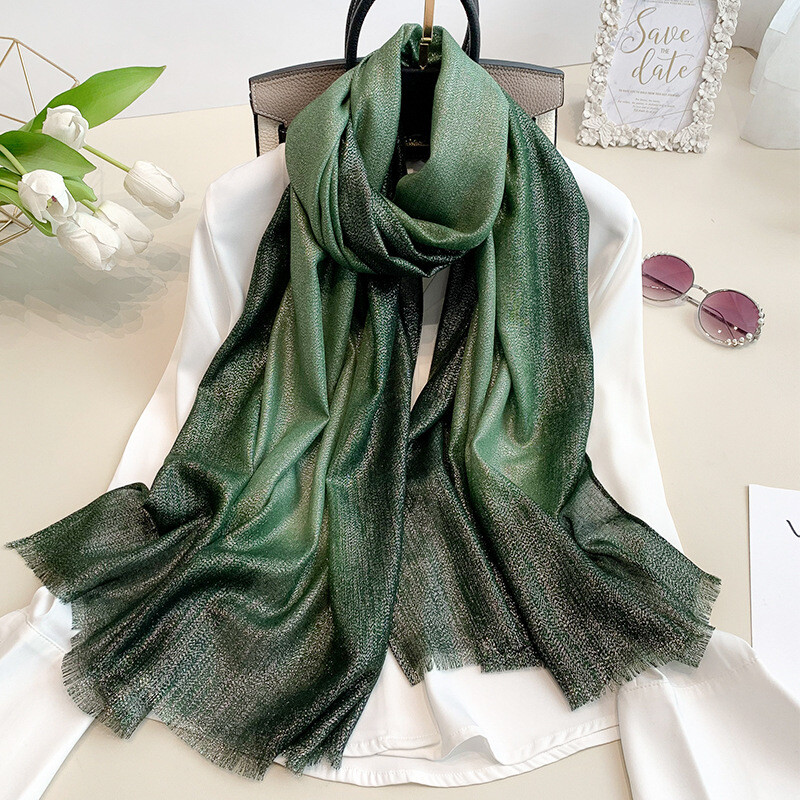 New Fashion Plain Umbre Lurex Glitter Viscoza Eșarfă Şal Damă De înaltă Calitate Gradient Pashmina Fringe Stole Bufandas Musulman Hijab