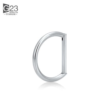ASTM F-136 Inel de titan pentru nas Cercel de inimă Daith Cartilaj Tragus În formă de D Inele helix Cerc de segment cu balamale cu CZ transparent