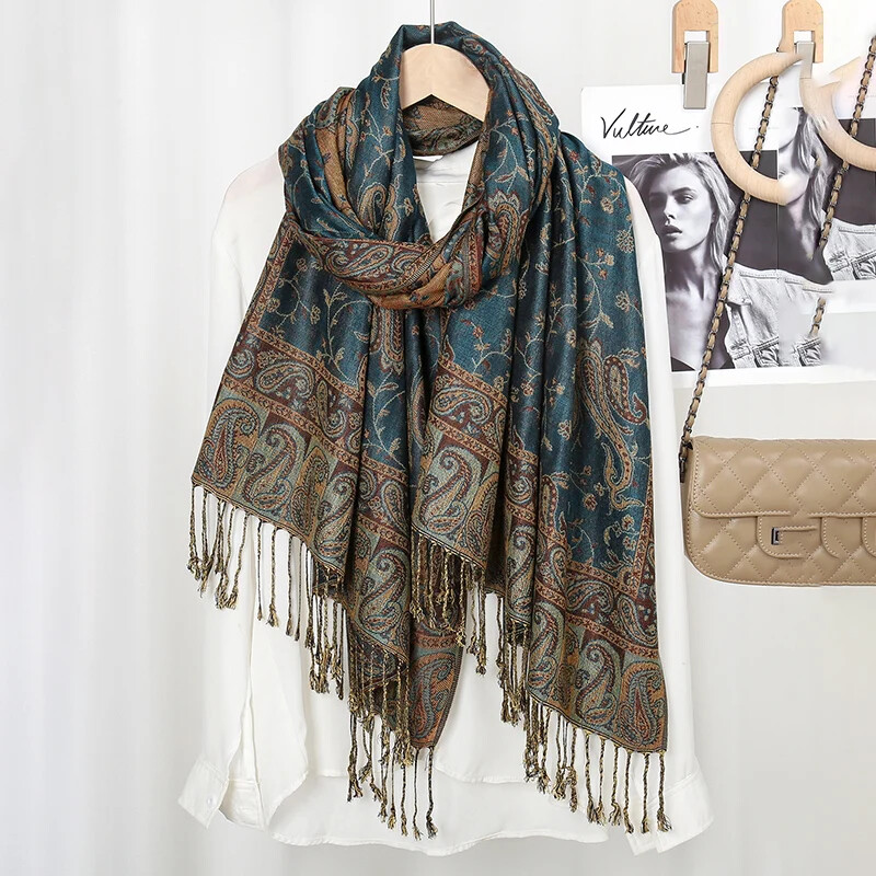 Veľkoobchodný hrubý pašmínový šál, šál, zábal, paisley žakárové štóly, vintage kešu šatky s potlačou bavlneného návleku, opaľovací krém, hidžáb