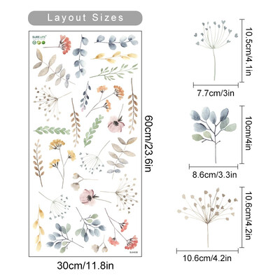 Zidne naljepnice s cvjetnim biljkama u akvarelu za dječju sobu Naljepnice za uređenje dječje sobe za dječake i djevojčice Zidne naljepnice za dječju sobu