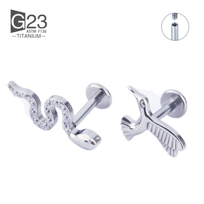 ASTM F136 Титан 16G с вътрешна резба Serpentine Zircon Stud Lip Labret Монро Хрущял Tragus Helix Пиърсинг за уши