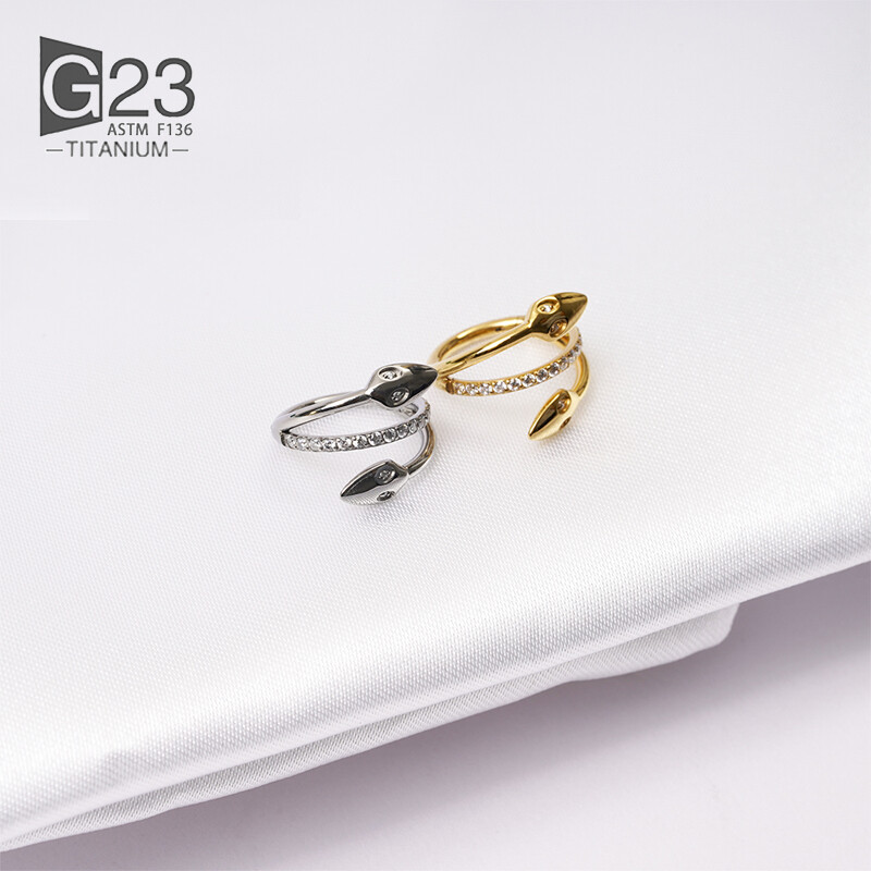 1 buc ASTM F136 cercei de titan pentru femei Piercing la nas Inele helix urechi Cercei cartilaj Zircon Inel cu balamale pentru septum Bijuterii pentru corp