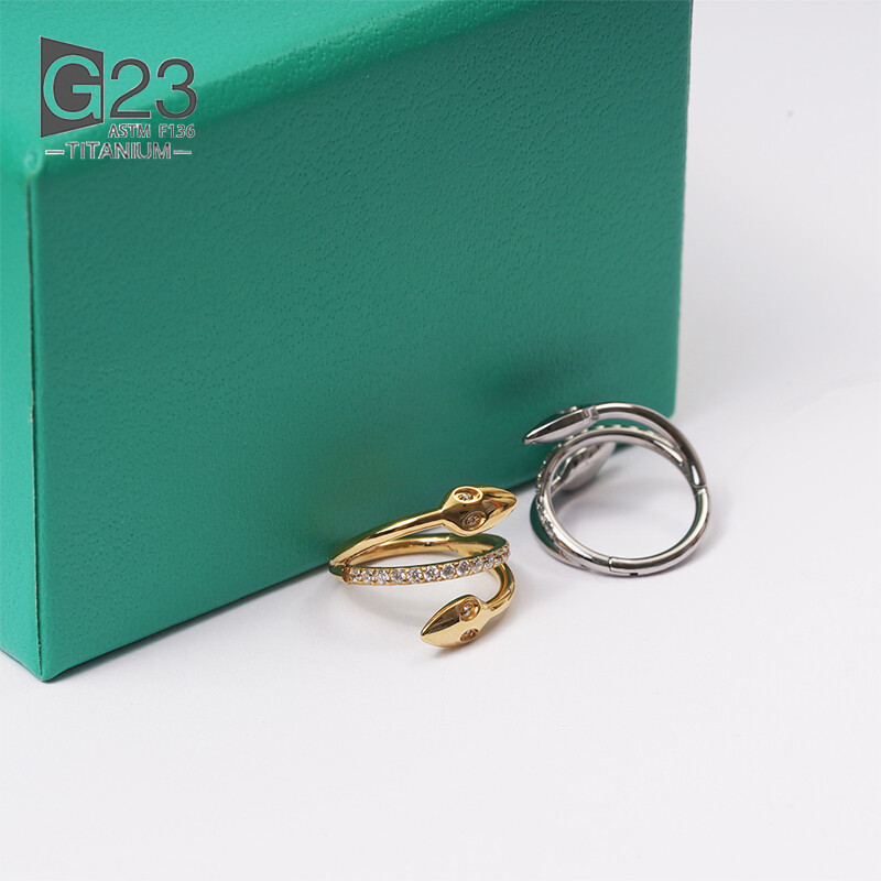 1 buc ASTM F136 cercei de titan pentru femei Piercing la nas Inele helix urechi Cercei cartilaj Zircon Inel cu balamale pentru septum Bijuterii pentru corp