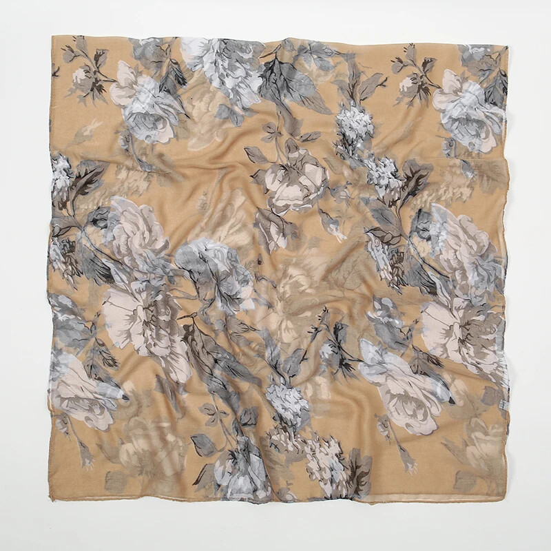 2024 m. pavasaris Nauja mada Retro BIG Gėlėtas Viskozės Šalikas Lady Print Voile Šaliai ir įvyniojimai Pashmina Foulards Musulmon Hijab 180*85cm