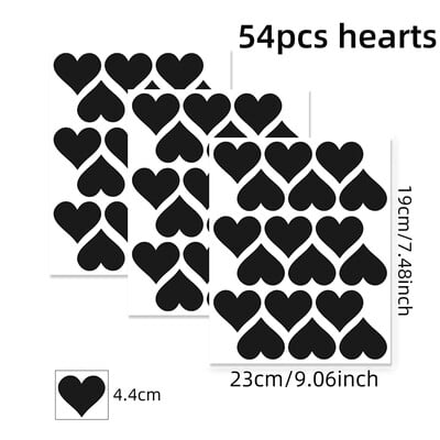 54 ks/sada 5 cm mäkké ružové nálepky na stenu v tvare srdca do detskej izby, detskej izby, nástenné nálepky do spálne, dievčenskej izby, bytových dekorácií, vinylových...
