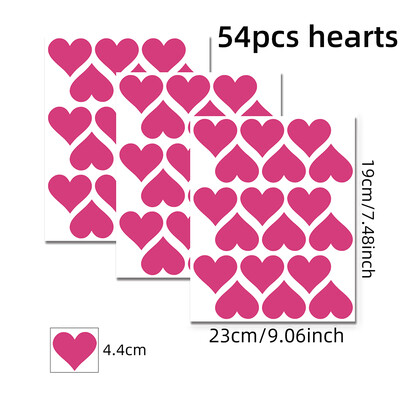 54 ks/sada 5 cm mäkké ružové nálepky na stenu v tvare srdca do detskej izby, detskej izby, nástenné nálepky do spálne, dievčenskej izby, bytových dekorácií, vinylových...