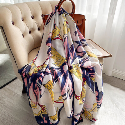 180X90cm Μεγάλα σάλια Φθινοπωρινά, ανθεκτικά στη σκόνη, αντηλιακά μαντήλια με τυπώματα αντηλιακής πετσέτας παραλίας Δημοφιλή γράμματα σατέν μεταξωτό μπαντάνα χειμώνα